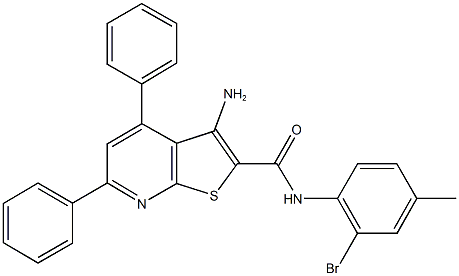 3-amino-N-(2-bromo-4-methylphenyl)-4,6-diphenylthieno[2,3-b]pyridine-2-carboxamide 结构式