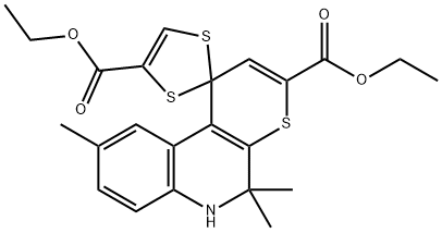 diethyl 5',5',9'-trimethyl-5',6'-dihydrospiro[1,3-dithiole-2,1'-(1'H)-thiopyrano[2,3-c]quinoline]-3',4-dicarboxylate 结构式