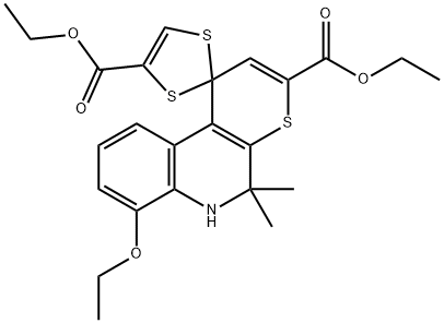 diethyl 7-(ethyloxy)-5,5-dimethyl-5,6-dihydro-spiro(1H-thiopyrano[2,3-c]quinoline-1,2'-[1,3]-dithiole)-3,4'-dicarboxylate 结构式