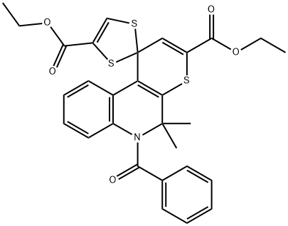 diethyl 6'-benzoyl-5',5'-dimethyl-5',6'-dihydrospiro[1,3-dithiole-2,1'-(1'H)-thiopyrano[2,3-c]quinoline]-3',4-dicarboxylate 结构式