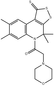 4,4,7,8-tetramethyl-5-(4-morpholinylacetyl)-4,5-dihydro-1H-[1,2]dithiolo[3,4-c]quinoline-1-thione 结构式