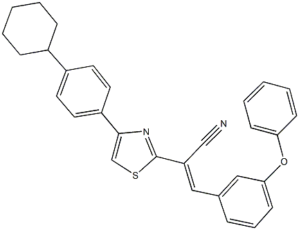 2-[4-(4-cyclohexylphenyl)-1,3-thiazol-2-yl]-3-(3-phenoxyphenyl)acrylonitrile 结构式