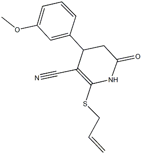2-(allylsulfanyl)-4-(3-methoxyphenyl)-6-oxo-1,4,5,6-tetrahydro-3-pyridinecarbonitrile 结构式