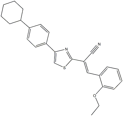 2-[4-(4-cyclohexylphenyl)-1,3-thiazol-2-yl]-3-(2-ethoxyphenyl)acrylonitrile 结构式