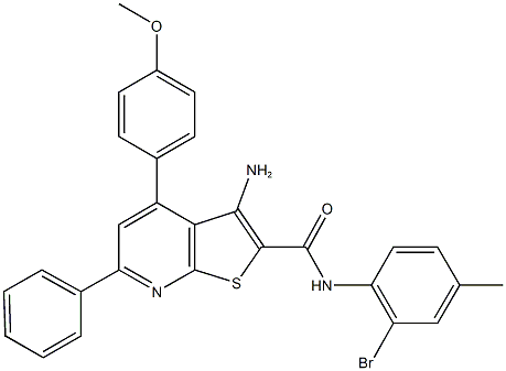 3-amino-N-(2-bromo-4-methylphenyl)-4-(4-methoxyphenyl)-6-phenylthieno[2,3-b]pyridine-2-carboxamide 结构式