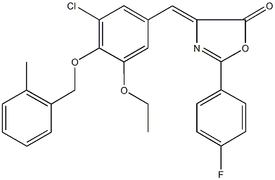 4-{3-chloro-5-ethoxy-4-[(2-methylbenzyl)oxy]benzylidene}-2-(4-fluorophenyl)-1,3-oxazol-5(4H)-one 结构式