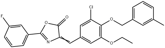 4-{3-chloro-5-ethoxy-4-[(3-methylbenzyl)oxy]benzylidene}-2-(3-fluorophenyl)-1,3-oxazol-5(4H)-one 结构式