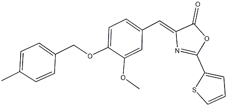 4-{3-methoxy-4-[(4-methylbenzyl)oxy]benzylidene}-2-(2-thienyl)-1,3-oxazol-5(4H)-one 结构式