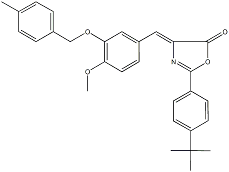 2-(4-tert-butylphenyl)-4-{4-methoxy-3-[(4-methylbenzyl)oxy]benzylidene}-1,3-oxazol-5(4H)-one 结构式