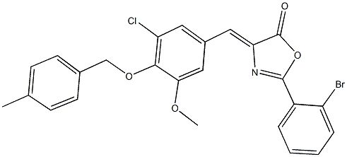 2-(2-bromophenyl)-4-{3-chloro-5-methoxy-4-[(4-methylbenzyl)oxy]benzylidene}-1,3-oxazol-5(4H)-one 结构式