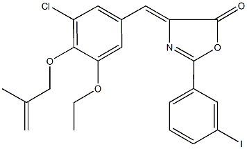 4-{3-chloro-5-ethoxy-4-[(2-methyl-2-propenyl)oxy]benzylidene}-2-(3-iodophenyl)-1,3-oxazol-5(4H)-one 结构式