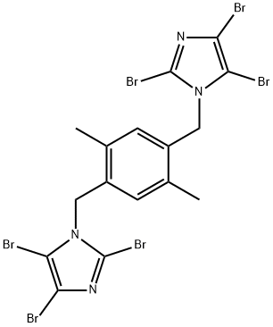 2,4,5-tribromo-1-{2,5-dimethyl-4-[(2,4,5-tribromo-1H-imidazol-1-yl)methyl]benzyl}-1H-imidazole 结构式