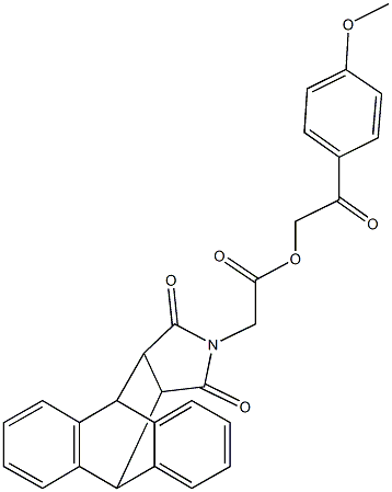 2-(4-methoxyphenyl)-2-oxoethyl (16,18-dioxo-17-azapentacyclo[6.6.5.0~2,7~.0~9,14~.0~15,19~]nonadeca-2,4,6,9,11,13-hexaen-17-yl)acetate 结构式