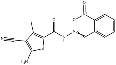 5-amino-4-cyano-N'-{2-nitrobenzylidene}-3-methyl-2-thiophenecarbohydrazide 结构式