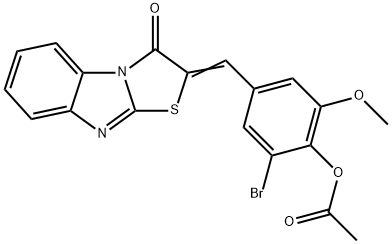 2-bromo-6-methoxy-4-[(3-oxo[1,3]thiazolo[3,2-a]benzimidazol-2(3H)-ylidene)methyl]phenyl acetate 结构式