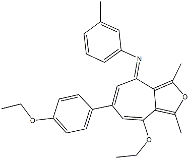 N-[8-ethoxy-6-(4-ethoxyphenyl)-1,3-dimethyl-4H-cyclohepta[c]furan-4-ylidene]-N-(3-methylphenyl)amine 结构式