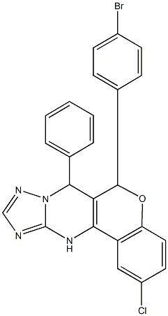 6-(4-bromophenyl)-2-chloro-7-phenyl-7,12-dihydro-6H-chromeno[4,3-d][1,2,4]triazolo[1,5-a]pyrimidine 结构式