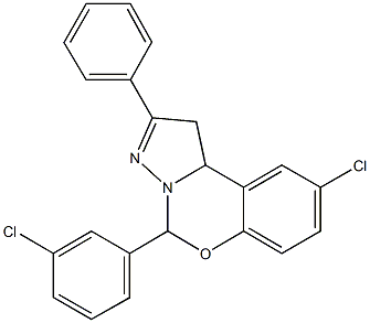 9-chloro-5-(3-chlorophenyl)-2-phenyl-1,10b-dihydropyrazolo[1,5-c][1,3]benzoxazine 结构式