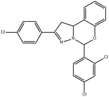 2-(4-chlorophenyl)-5-(2,4-dichlorophenyl)-1,10b-dihydropyrazolo[1,5-c][1,3]benzoxazine 结构式