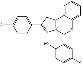 4-chloro-2-[2-(4-chlorophenyl)-1,10b-dihydropyrazolo[1,5-c][1,3]benzoxazin-5-yl]phenol 结构式