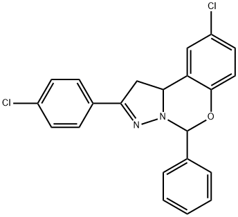 9-chloro-2-(4-chlorophenyl)-5-phenyl-1,10b-dihydropyrazolo[1,5-c][1,3]benzoxazine 结构式