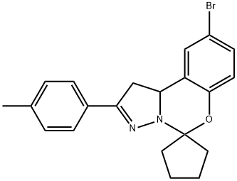 9'-bromo-2'-(4-methylphenyl)-1',10'b-dihydrospiro(cyclopentane-1,5'-pyrazolo[1,5-c][1,3]benzoxazine) 结构式