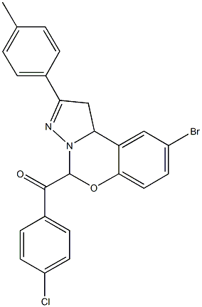 [9-bromo-2-(4-methylphenyl)-1,10b-dihydropyrazolo[1,5-c][1,3]benzoxazin-5-yl](4-chlorophenyl)methanone 结构式