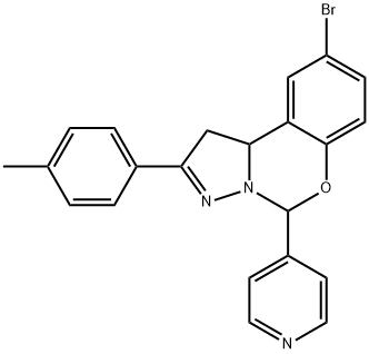 9-bromo-2-(4-methylphenyl)-5-pyridin-4-yl-1,10b-dihydropyrazolo[1,5-c][1,3]benzoxazine 结构式