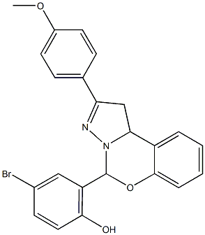 4-bromo-2-[2-(4-methoxyphenyl)-1,10b-dihydropyrazolo[1,5-c][1,3]benzoxazin-5-yl]phenol 结构式