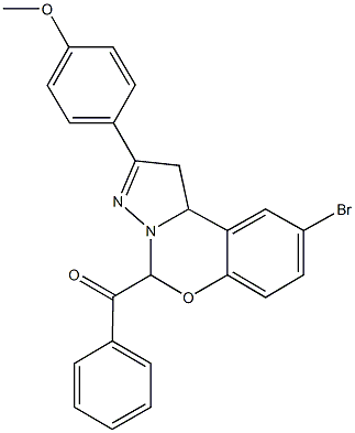 {9-bromo-2-[4-(methyloxy)phenyl]-1,10b-dihydropyrazolo[1,5-c][1,3]benzoxazin-5-yl}(phenyl)methanone 结构式