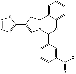 5-{3-nitrophenyl}-2-thien-2-yl-1,10b-dihydropyrazolo[1,5-c][1,3]benzoxazine 结构式