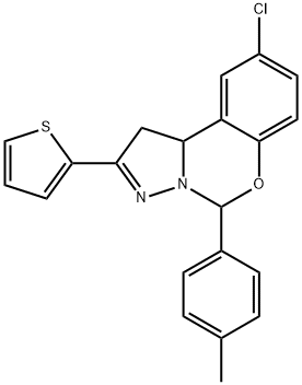 9-chloro-5-(4-methylphenyl)-2-(2-thienyl)-1,10b-dihydropyrazolo[1,5-c][1,3]benzoxazine 结构式