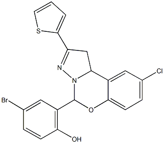 4-bromo-2-[9-chloro-2-(2-thienyl)-1,10b-dihydropyrazolo[1,5-c][1,3]benzoxazin-5-yl]phenol 结构式