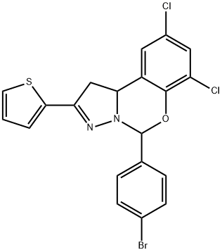 5-(4-bromophenyl)-7,9-dichloro-2-thien-2-yl-1,10b-dihydropyrazolo[1,5-c][1,3]benzoxazine 结构式