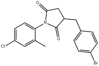 3-(4-bromobenzyl)-1-(4-chloro-2-methylphenyl)-2,5-pyrrolidinedione 结构式