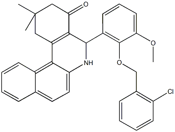 5-{2-[(2-chlorobenzyl)oxy]-3-methoxyphenyl}-2,2-dimethyl-2,3,5,6-tetrahydrobenzo[a]phenanthridin-4(1H)-one 结构式