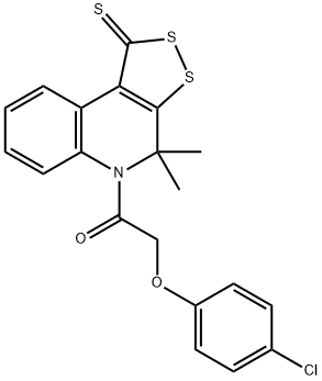 5-[(4-chlorophenoxy)acetyl]-4,4-dimethyl-4,5-dihydro-1H-[1,2]dithiolo[3,4-c]quinoline-1-thione 结构式