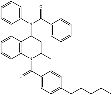 N-[2-methyl-1-(4-pentylbenzoyl)-1,2,3,4-tetrahydro-4-quinolinyl]-N-phenylbenzamide 结构式