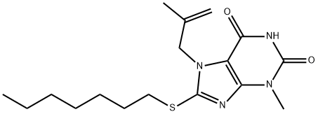8-(heptylsulfanyl)-3-methyl-7-(2-methyl-2-propenyl)-3,7-dihydro-1H-purine-2,6-dione 结构式