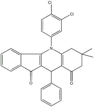 5-(3,4-dichlorophenyl)-7,7-dimethyl-10-phenyl-6,7,8,10-tetrahydro-5H-indeno[1,2-b]quinoline-9,11-dione 结构式