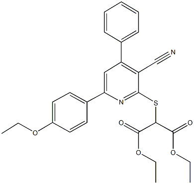 diethyl 2-{[3-cyano-6-(4-ethoxyphenyl)-4-phenyl-2-pyridinyl]sulfanyl}malonate 结构式