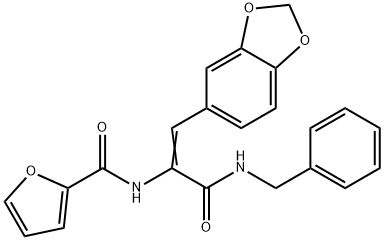 N-{2-(1,3-benzodioxol-5-yl)-1-[(benzylamino)carbonyl]vinyl}-2-furamide 结构式