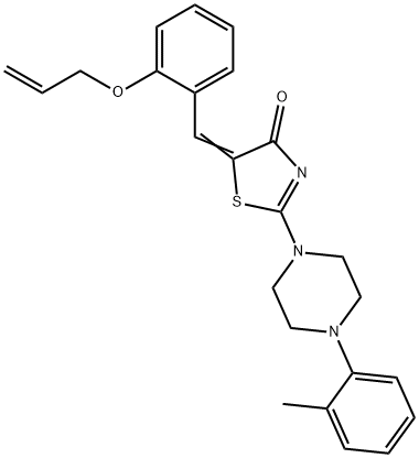 5-[2-(allyloxy)benzylidene]-2-[4-(2-methylphenyl)-1-piperazinyl]-1,3-thiazol-4(5H)-one 结构式