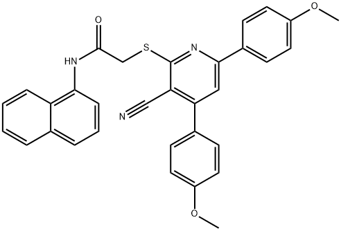 2-{[3-cyano-4,6-bis(4-methoxyphenyl)-2-pyridinyl]sulfanyl}-N-(1-naphthyl)acetamide 结构式