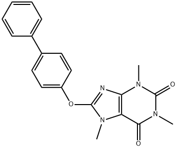 8-([1,1'-biphenyl]-4-yloxy)-1,3,7-trimethyl-3,7-dihydro-1H-purine-2,6-dione 结构式