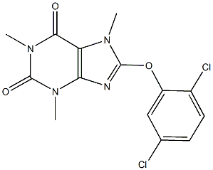 8-(2,5-dichlorophenoxy)-1,3,7-trimethyl-3,7-dihydro-1H-purine-2,6-dione 结构式