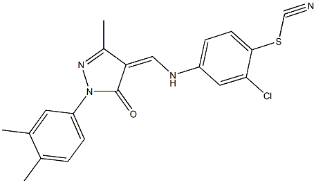 2-chloro-4-({[1-(3,4-dimethylphenyl)-3-methyl-5-oxo-1,5-dihydro-4H-pyrazol-4-ylidene]methyl}amino)phenyl thiocyanate 结构式