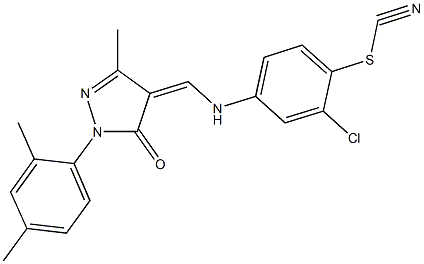 2-chloro-4-({[1-(2,4-dimethylphenyl)-3-methyl-5-oxo-1,5-dihydro-4H-pyrazol-4-ylidene]methyl}amino)phenyl thiocyanate 结构式