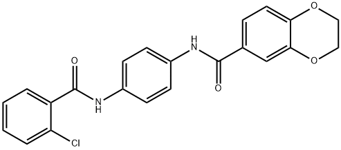 N-{4-[(2-chlorobenzoyl)amino]phenyl}-2,3-dihydro-1,4-benzodioxine-6-carboxamide 结构式