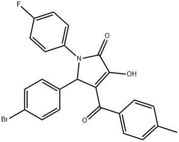 5-(4-bromophenyl)-1-(4-fluorophenyl)-3-hydroxy-4-(4-methylbenzoyl)-1,5-dihydro-2H-pyrrol-2-one 结构式